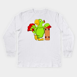 Parrot as Skater as Skateboard Kids Long Sleeve T-Shirt